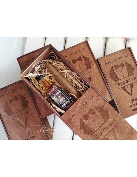 Personalized small wooden box invitation for groomsman or best man | Handmade gift