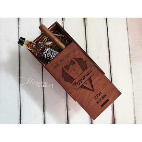 Personalized small wooden box invitation for groomsman or best man | Handmade gift