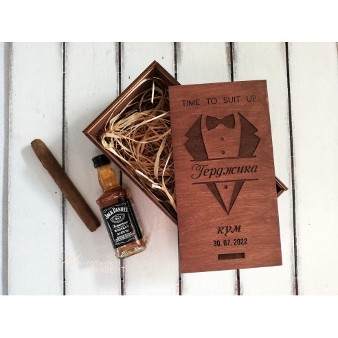 Personalized small wooden box invitation for groomsman or best man | Handmade gift