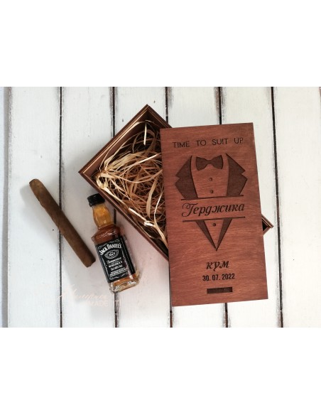 Personalized small wooden box invitation for groomsman or best man | Handmade gift