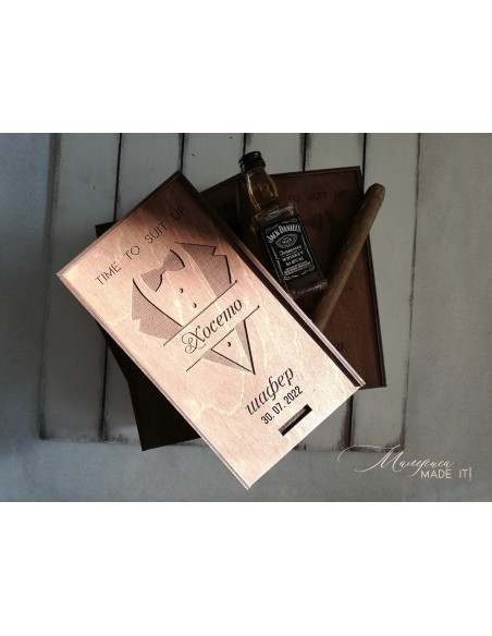 Personalized small wooden box invitation for groomsman or best man | Handmade gift