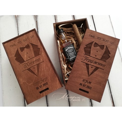Personalized small wooden box invitation for groomsman or best man | Handmade gift