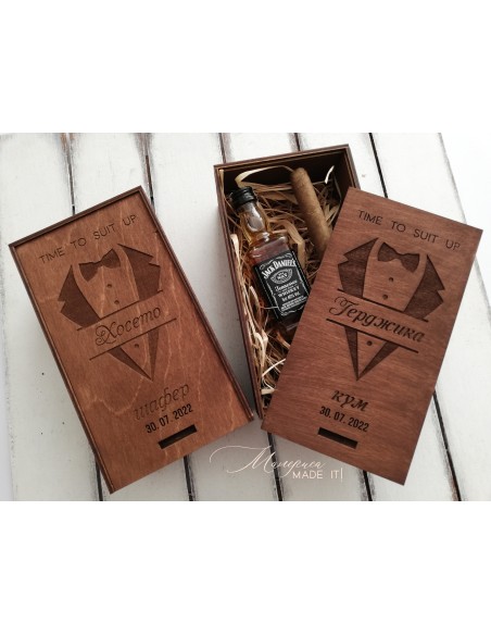 Personalized small wooden box invitation for groomsman or best man | Handmade gift