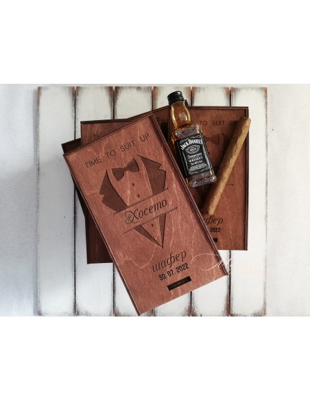 Personalized small wooden box invitation for groomsman or best man | Handmade gift