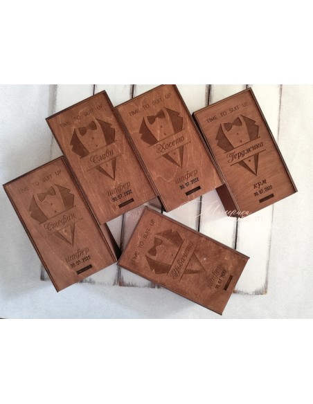 Personalized small wooden box invitation for groomsman or best man | Handmade gift