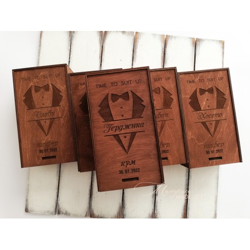 Personalized small wooden box invitation for groomsman or best man | Handmade gift