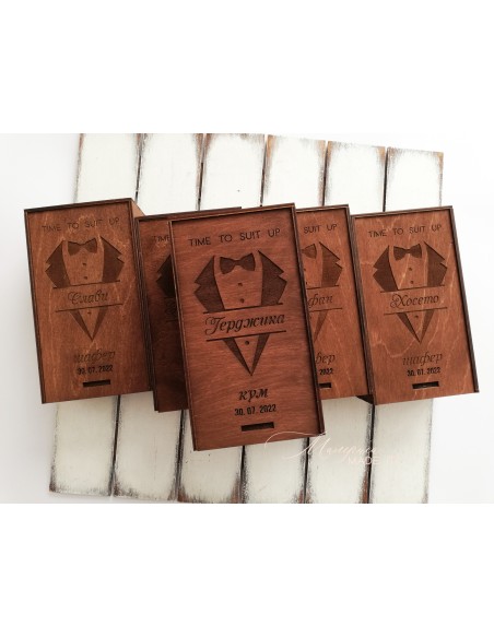 Personalized small wooden box invitation for groomsman or best man | Handmade gift
