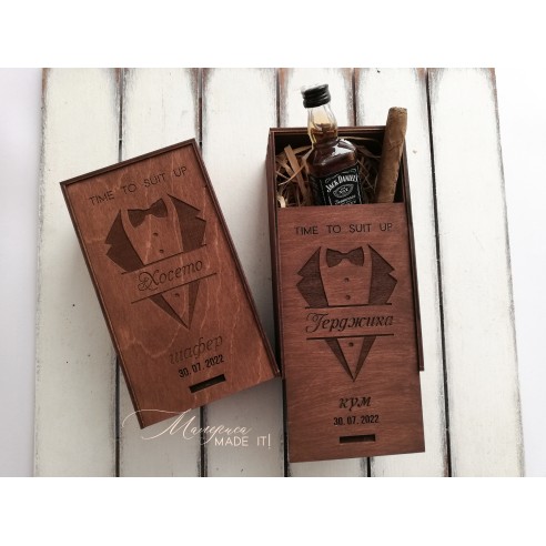 Personalized small wooden box invitation for groomsman or best man | Handmade gift