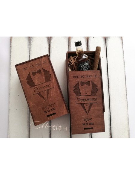 Personalized small wooden box invitation for groomsman or best man | Handmade gift