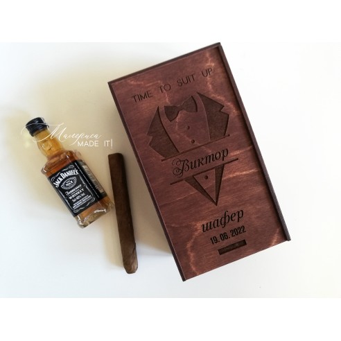 Personalized small wooden box invitation for groomsman or best man | Handmade gift