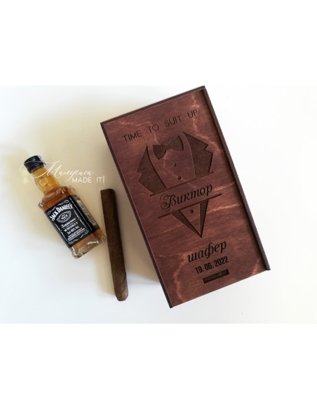 Personalized small wooden box invitation for groomsman or best man | Handmade gift