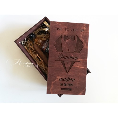 Personalized small wooden box invitation for groomsman or best man | Handmade gift