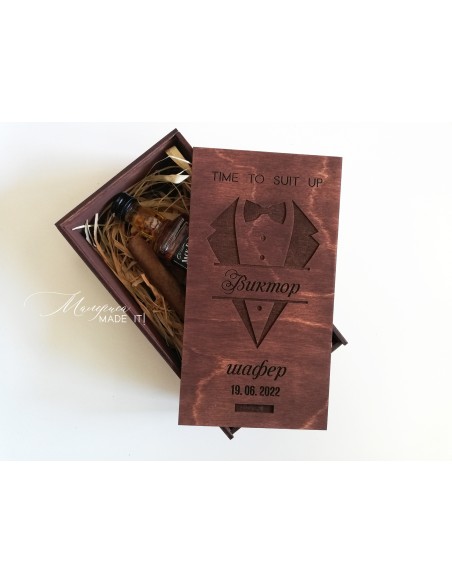 Personalized small wooden box invitation for groomsman or best man | Handmade gift