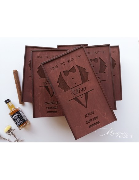 Personalized small wooden box invitation for groomsman or best man | Handmade gift