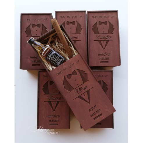 Personalized small wooden box invitation for groomsman or best man | Handmade gift
