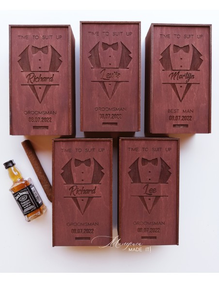 Personalized small wooden box invitation for groomsman or best man | Handmade gift