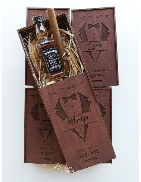 Personalized small wooden box invitation for groomsman or best man | Handmade gift