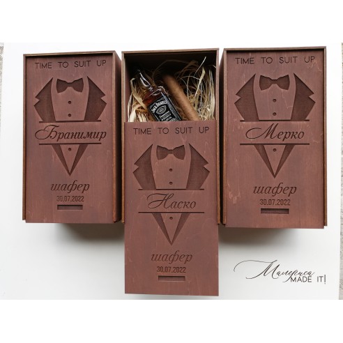 Personalized small wooden box invitation for groomsman or best man | Handmade gift