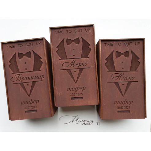 Personalized small wooden box invitation for groomsman or best man | Handmade gift