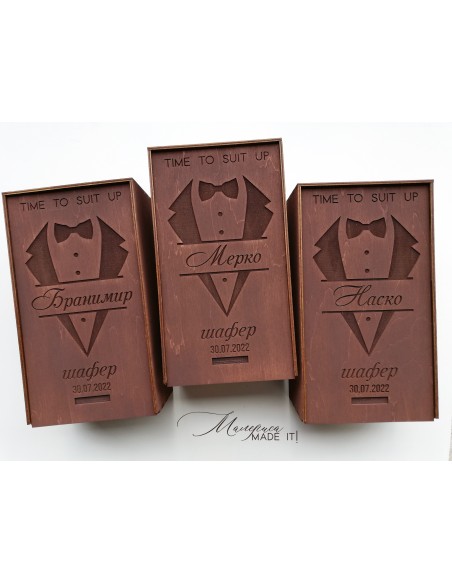 Personalized small wooden box invitation for groomsman or best man | Handmade gift