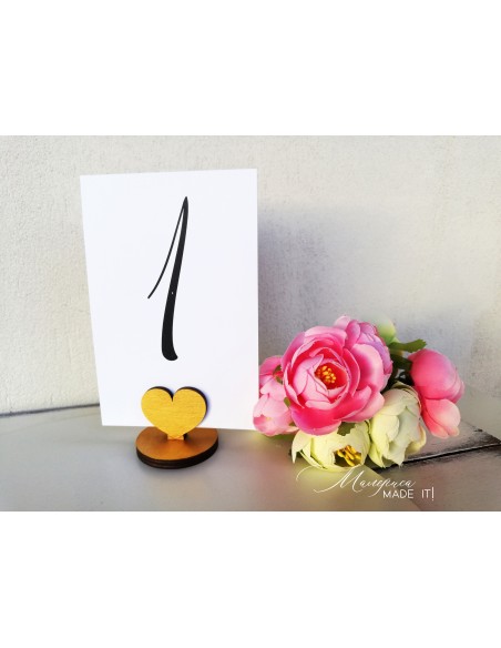 Table number holder or menu card - heart