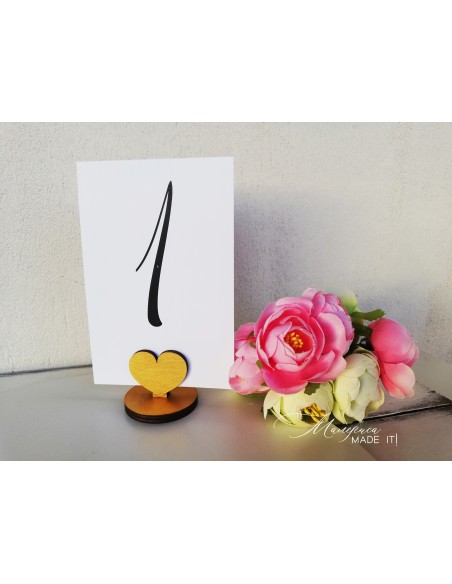 Table number holder or menu card - heart