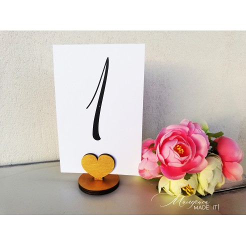 Table number holder or menu card - heart