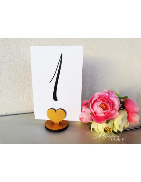 Table number holder or menu card - heart