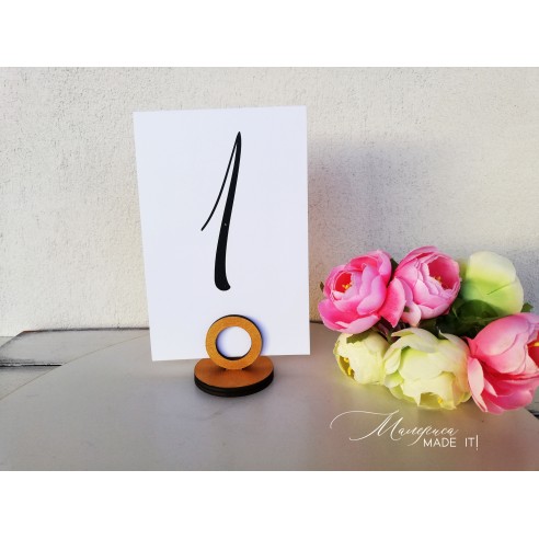 Table number holder or menu card - round