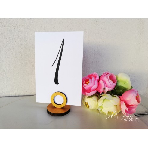 Table number holder or menu card - round