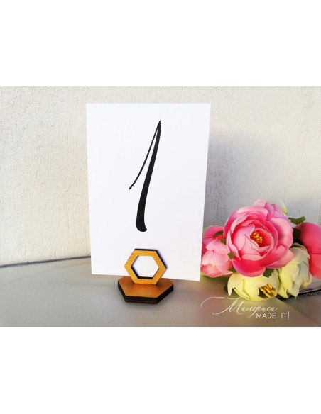 Table number holder or menu card - Hexagon
