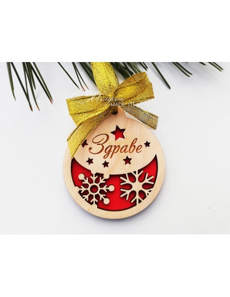 Christmas toys with wishes and red back - 7 cm