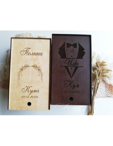 Rectangular wooden boxes for best man or best woman - personalized gift