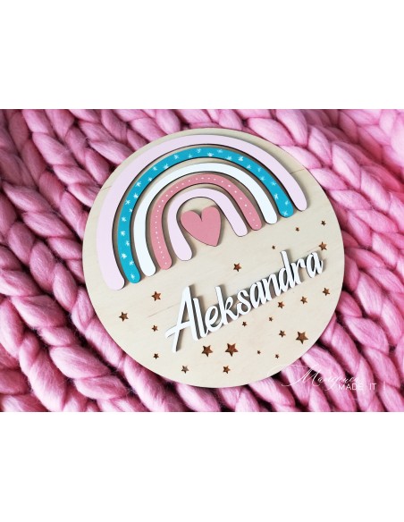 Табела за детска стая с дъга за момиче