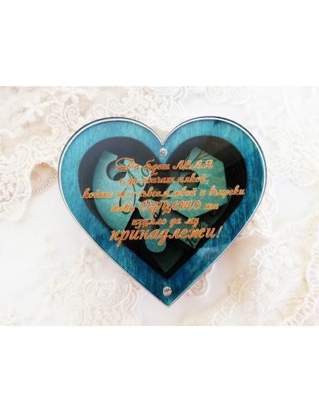Handmade wooden box with puzzle message