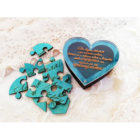 Bridesmaid invitation in a wooden heart box