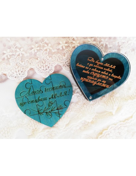 Personalized Wooden Heart Box with Puzzle | Invitation for Best Man, Godmother or Bridesmaid