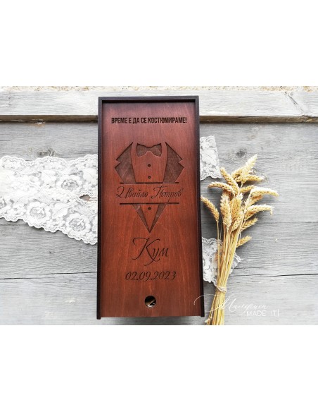 Wooden invitation for best man and best woman | Personalized wooden box