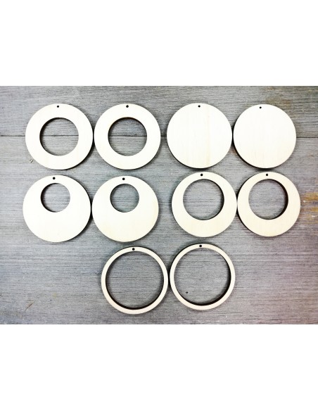 Round wooden or plexiglass bases for earrings