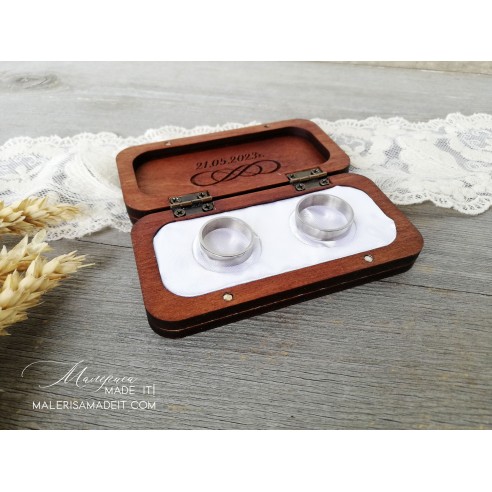 Wooden Ring Box with Satin Filling