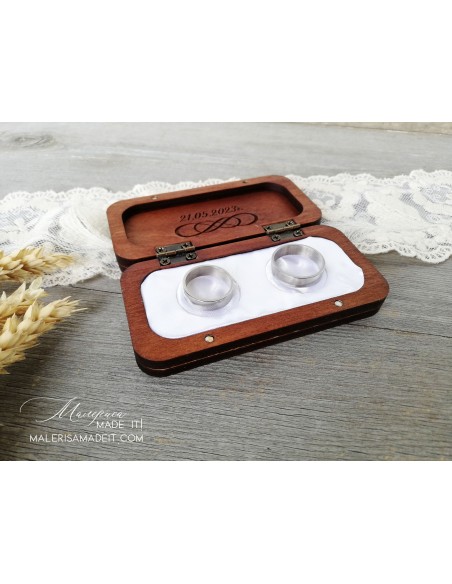 Wooden Ring Box with Satin Filling