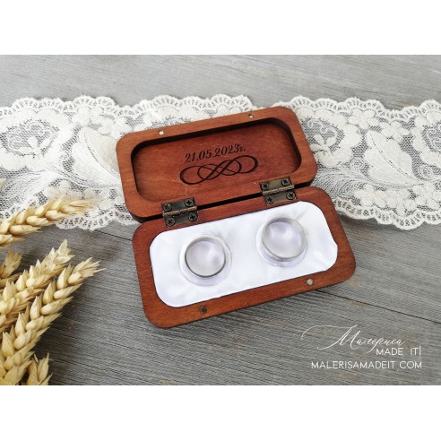 Rectangular Satin Ring Box | Wooden Personalized Wedding Box