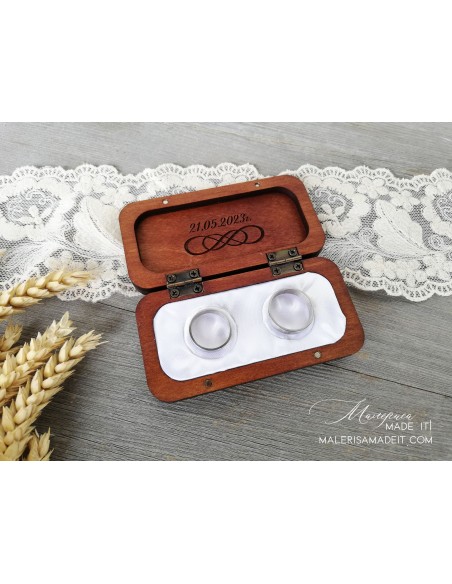 Rectangular Satin Ring Box | Wooden Personalized Wedding Box