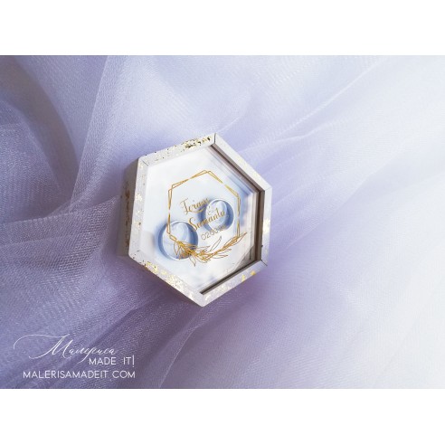 Foil Effect Ring Box - Personalized Wedding Box with Names