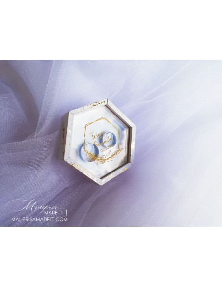 Foil Effect Ring Box - Personalized Wedding Box with Names