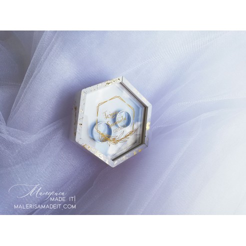Foil Effect Ring Box - Personalized Wedding Box with Names