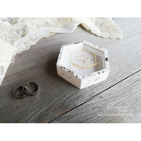 Foil Effect Ring Box - Personalized Wedding Box with Names