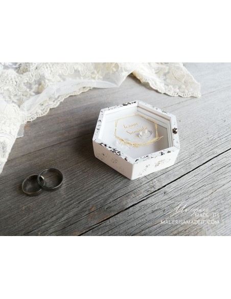 Foil Effect Ring Box - Personalized Wedding Box with Names