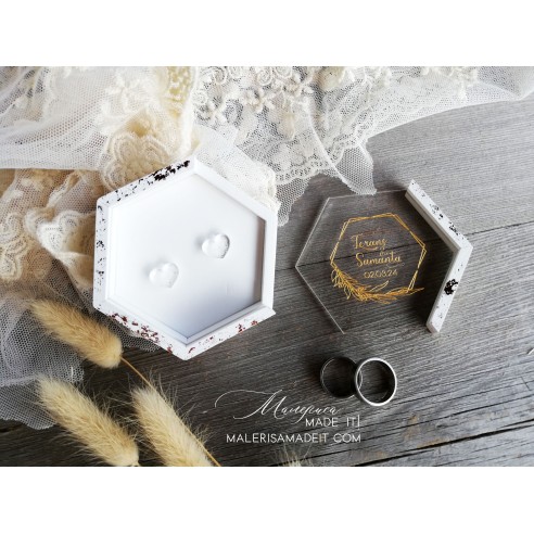 Foil Effect Ring Box - Personalized Wedding Box with Names