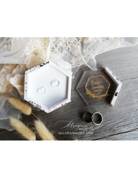 Foil Effect Ring Box - Personalized Wedding Box with Names